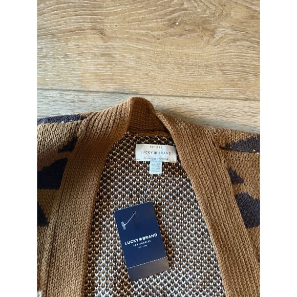 Lucky Brand Womens Brown Open Front Aztech Pattern Cardigan Size XS - Picture 3 of 3